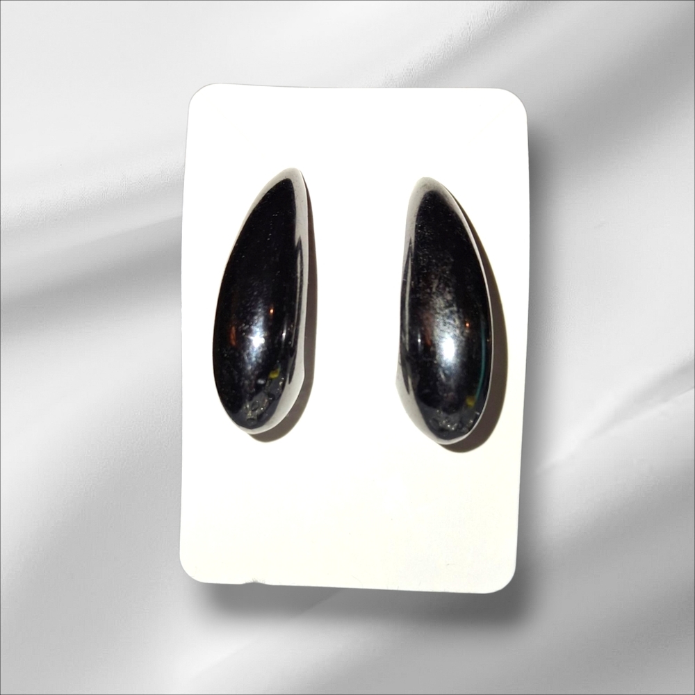 Gunmetal Chunky Cuved Semi Hoop Pierced Earrings Classic Elegance